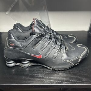 Nike Shox NZ Black Varsity Red Black Leather Shoes 378341-017 Men Size 10